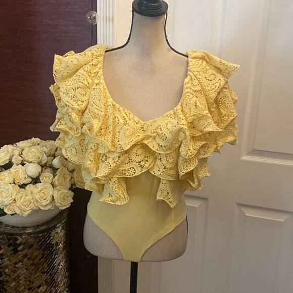 ROTATE Birger Christensen Carmen lace trimmed bodysuit, US8 - Picture 8 of 16